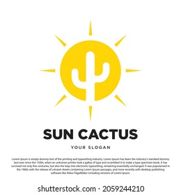creative sun and cactus logo design. for your business and brand
