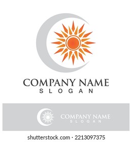 Creative sun concept logo illustration design template