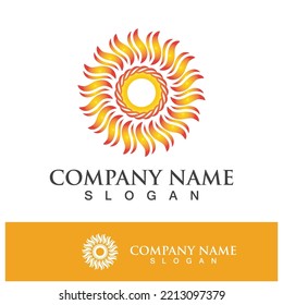 Creative sun concept logo illustration design template