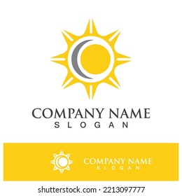 Creative sun concept logo illustration design template