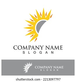 Creative sun concept logo illustration design template