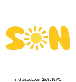 Creative "SUN" font art vector design with bold and simple summer-themed style.
