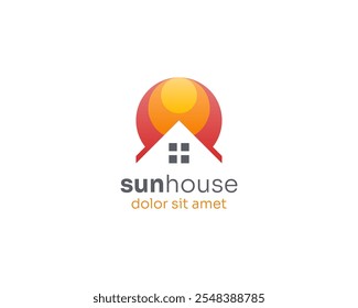 Gradiente creativo del logotipo de la casa del sol