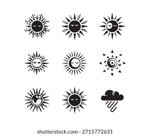 Creative Sun Icon Silhouette Collection Set