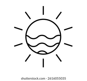creative sun icon with white background.