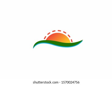 creative sun logo icon template in clean minimalist style