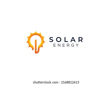 Creative sun power energy bulb logo