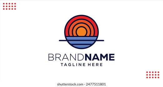 Creative Sun and Sea Logo Design, Design Inspiration, Illustration, Vector