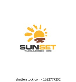 Creative sun set concept vector logo design