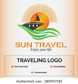 Creative  Sun Traveling Logo Design 