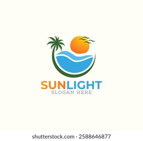 Creative sundown logo design bundle - sea sun logo