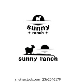 creative sunny ranch for agricultural, farm, harvest, landscape, farmland and eco green logo design vector illustration with playful and modern styles