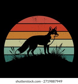 Ilastração do vetor Fox do pôr do sol criativo