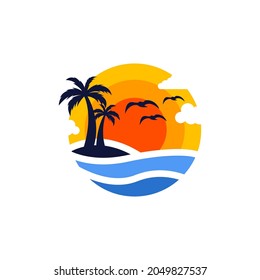 Creative Sunset Logo Design Vector Illustration Stock Vector (Royalty ...