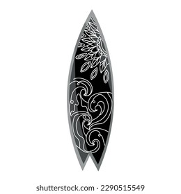 Creative surfboard on white background