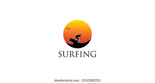 Creative surfing logo design with unique concept   premium vector