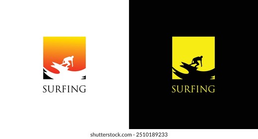 Creative surfing logo design with unique concept   premium vector