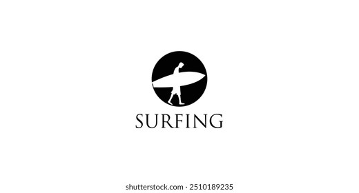 Creative surfing logo design with unique concept   premium vector