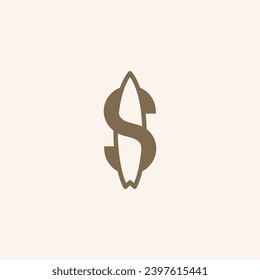 Creative surfing logo design. Vector illustration of letter s and surfing board shape. modern logo design vector icon template