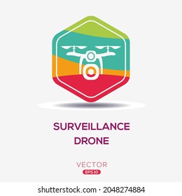 Creative (surveillance drone) Icon ,Vector sign.