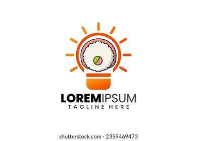 Creative sushi bulb lamp logo template designs concept vector inspiration education logo symbol