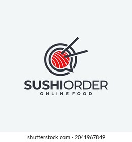 creative sushi logo, food order logo design