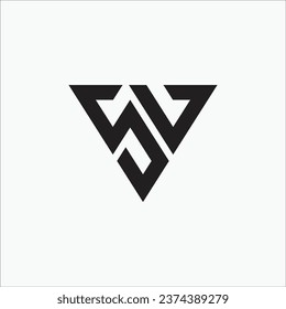 Creative SV or VS intial triangle shape monogram modern brand unique logo design