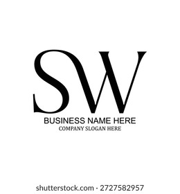 Diseño creativo del logotipo del SW, marca minimalista moderna, icono único del SW, identidad profesional del SW, identidad visual versátil limpia