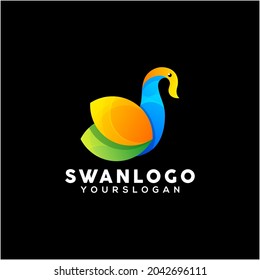 creative swan colorful logo design vector