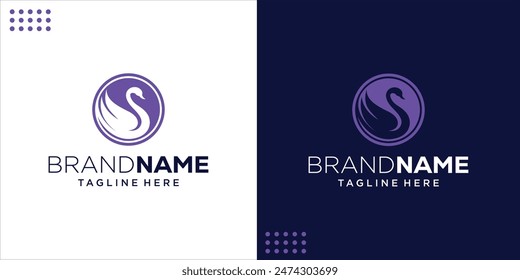 Creative Swan graphic logo, Swan sign in circle, Design Inspiration, Vector