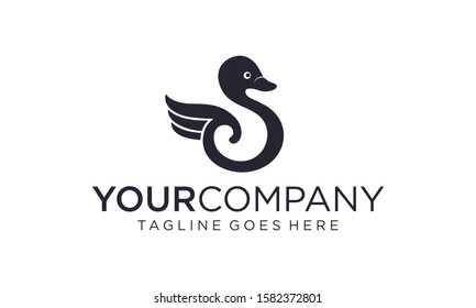 Creative swan icon for logo design concepts