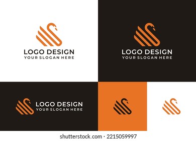 creative swan logo design template