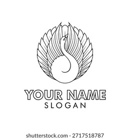 Plantilla creativa del diseño del logotipo del cisne, logotipo del estilo de la línea del cisne 