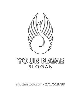 Plantilla creativa del diseño del logotipo del cisne, logotipo del estilo de la línea del cisne 