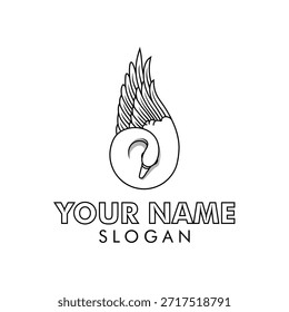 Plantilla creativa del diseño del logotipo del cisne, logotipo del estilo de la línea del cisne 