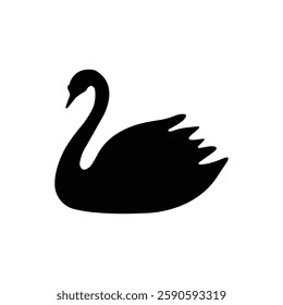 Creative swan silhouette vector art illustration.