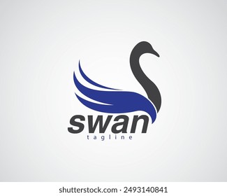 cisne creativo con alas que forman un diseño de logotipo de onda