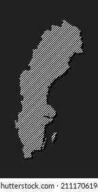 Creative Sweden map template from black diagonal lines isolated on background. Europe country for pattern, design, illustration, backdrop. Geographic concept outline of the vector map state Sweden