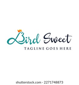 creative sweet bird typography with s and b letter concept. vector design template