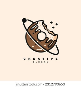 Creative sweet bitten burger planet logo design