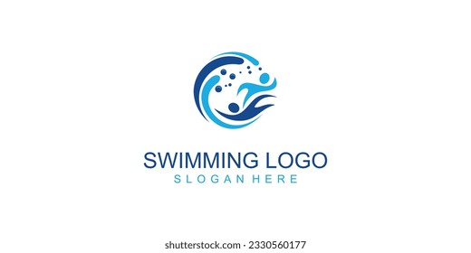 
Creative swimming logo design with modern concept| premium vector