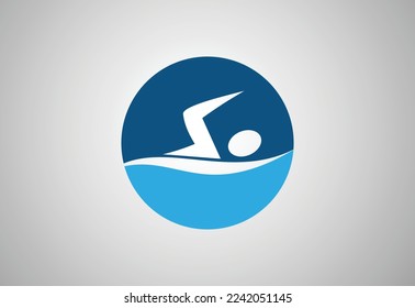 Creative swimming logo design, Vector illustration
