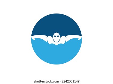 Creative swimming logo design, Vector illustration

