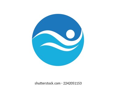 Creative swimming logo design, Vector illustration

