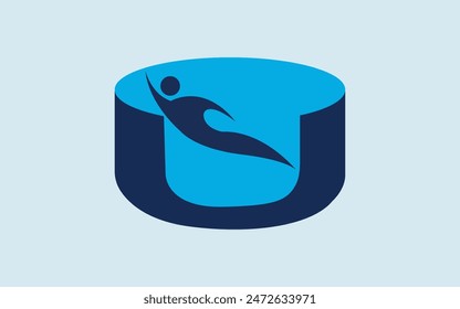 Creative swimming logo design, Vector illustration Free Vector