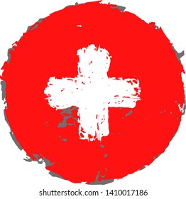 Creative switzerland flag on round and grunge backdrop.