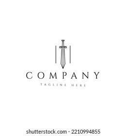 creative sword line vector logo design
