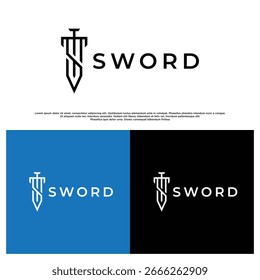 Creative sword logo design with letter S shaped as a sword, perfect for branding, emblem, and modern identity projects.