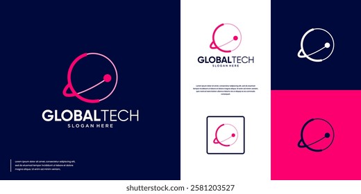 creative symbol of global technology, modern minimalism, digital services, graphic design illustration.