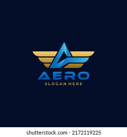 Icono de símbolo creativo Aero en la letra A para el logotipo de vuelo